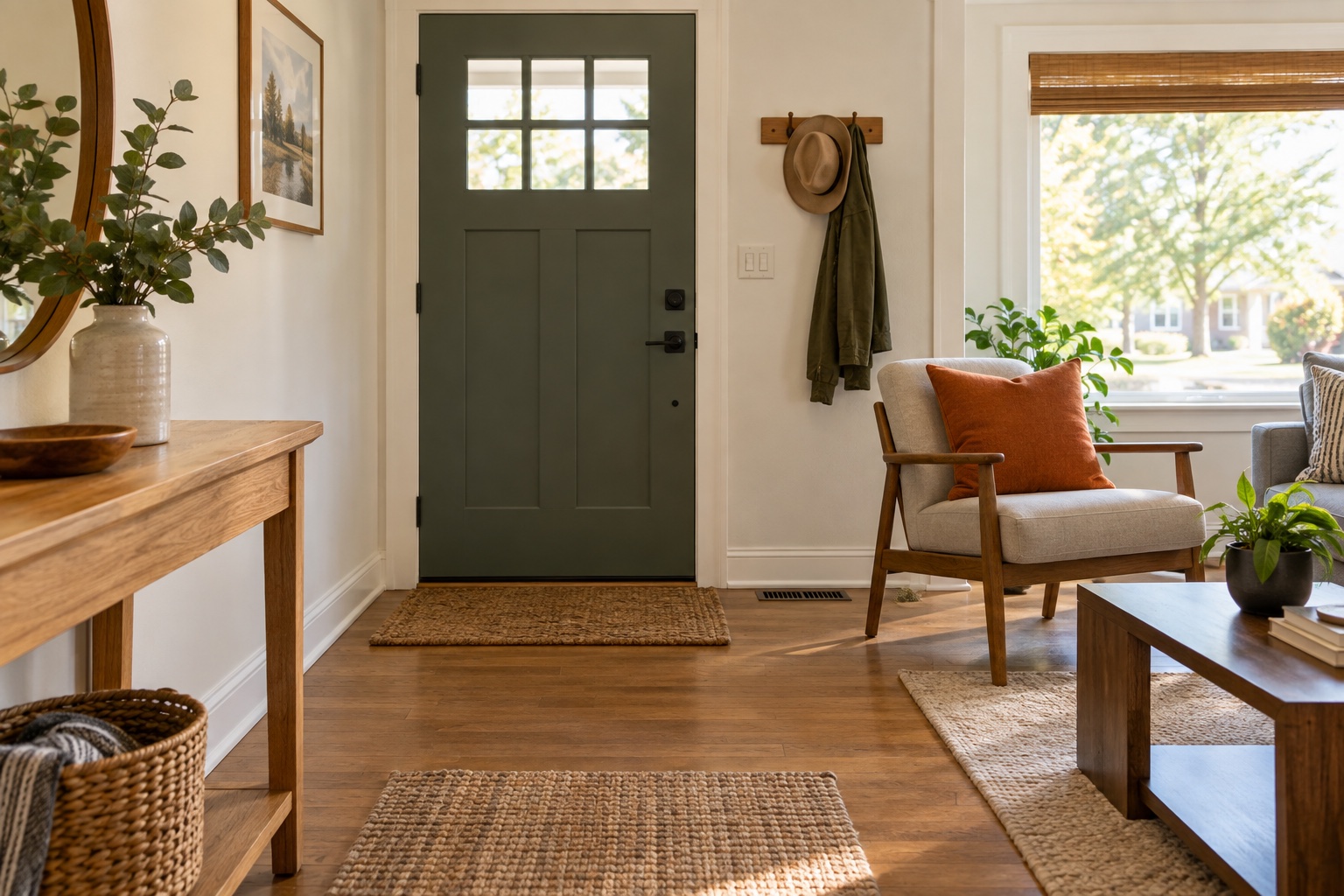 A modest, cared-for home with a neatly finished entry and warm natural light